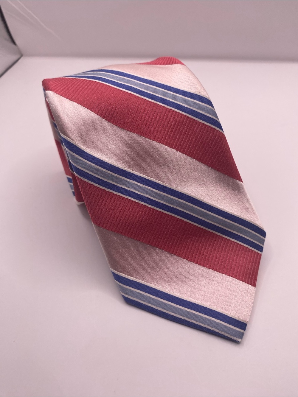 IKE by Ike Behar Pink & Red Striped Silk Tie